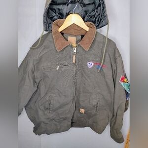 Berne Jacket Canvas Distressed Lined All American Dogs Work Wear Sz XL